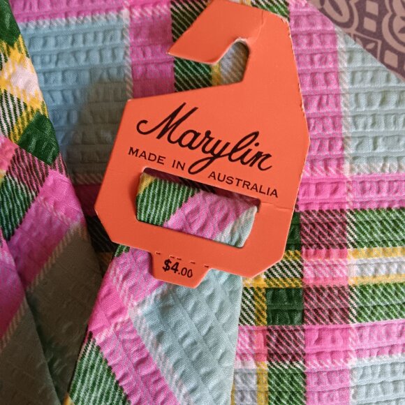 Vintage Marylin Plaid Textured Tie Made In Australia 52" 4.5" wide 1970's NWT - Picture 3 of 4